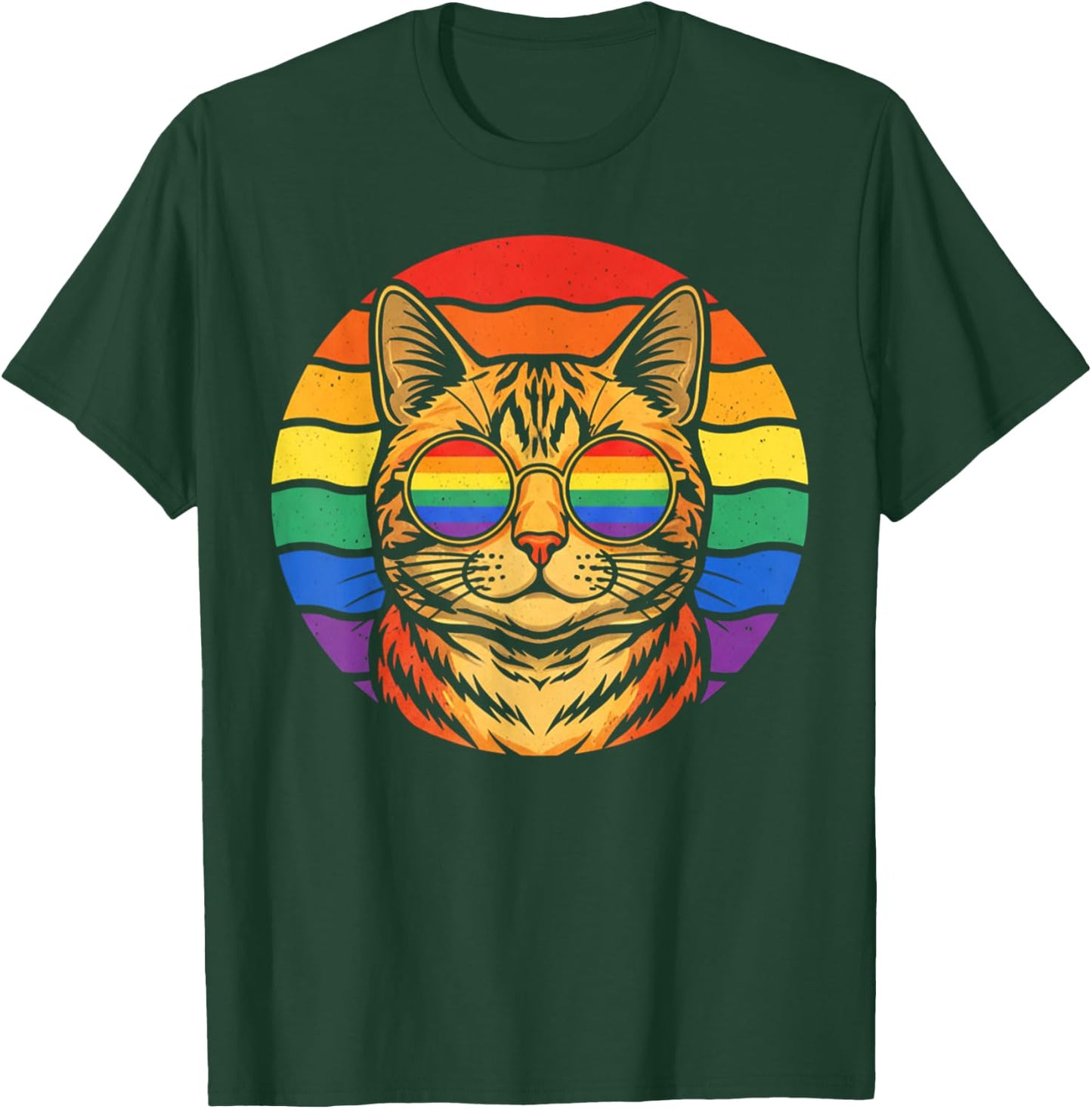 LGBTQ Ally Cat Pride Support Rainbow Color T-Shirt - T-Shirt | Forest