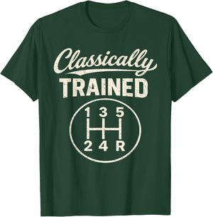 Classically Trained Manual Gear Shift Vintage Car Humor T-Shirt - T-Shirt | Forest