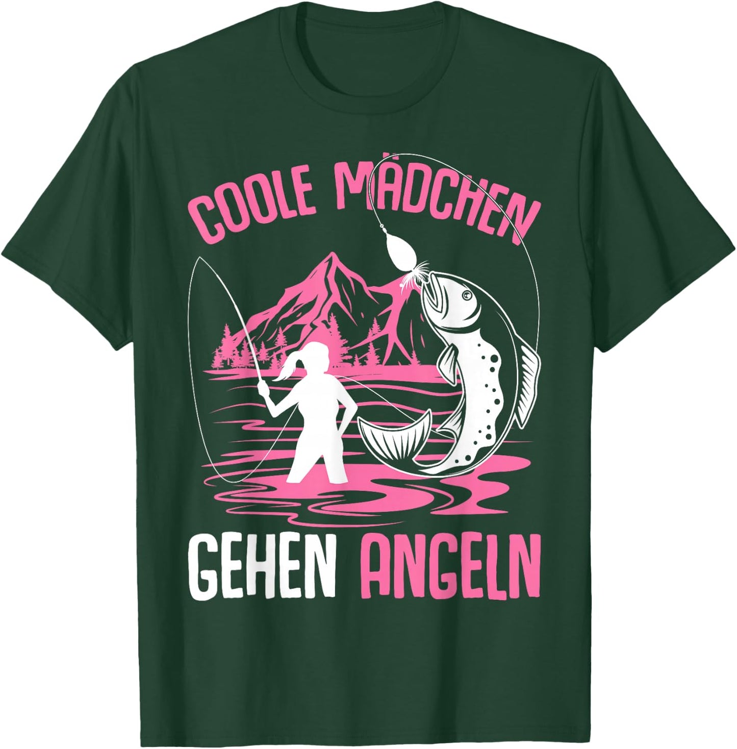 Coole Mädchen gehen Angeln Angler Fischer Kinder Angel T-Shirt - T-Shirt | Forest