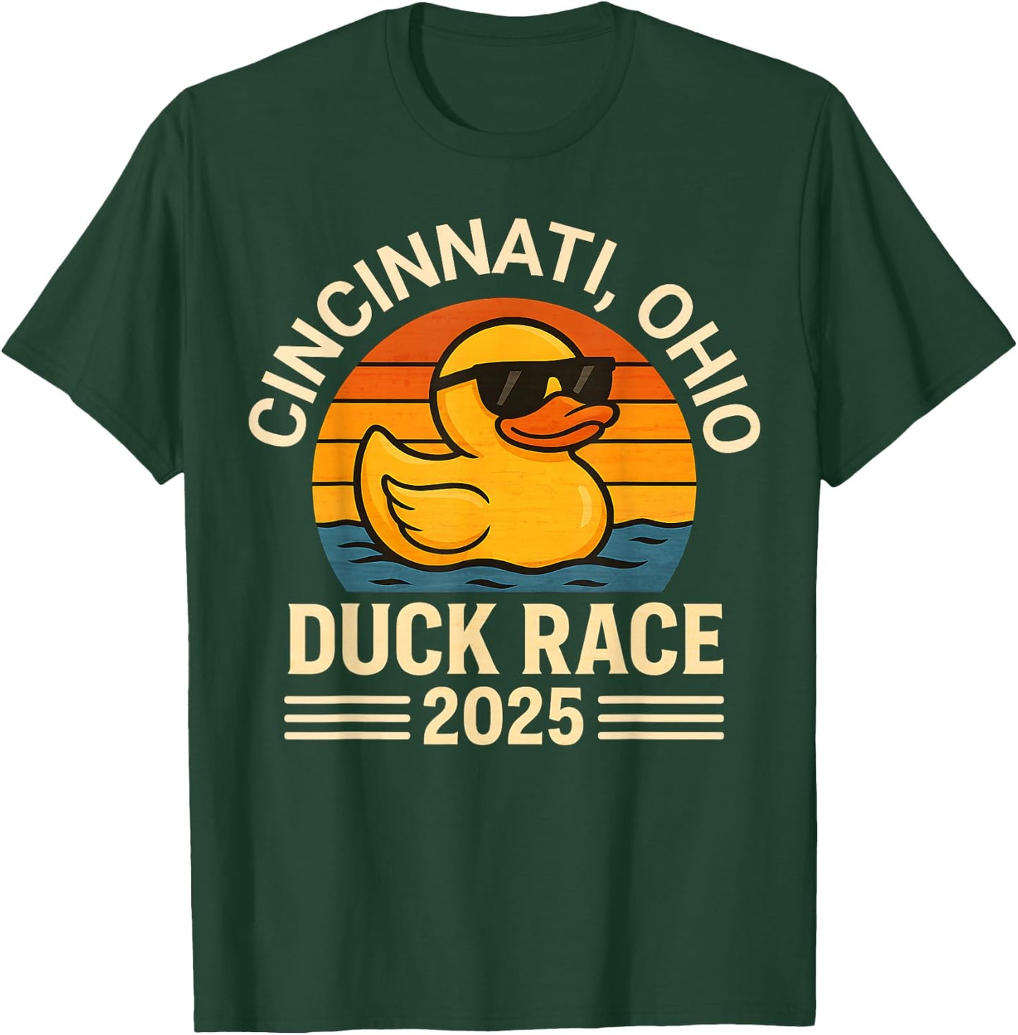 Cincinnati Ohio Duck Race 2025 Rubber Ducky Derby Vintage T-Shirt - T-Shirt | Forest