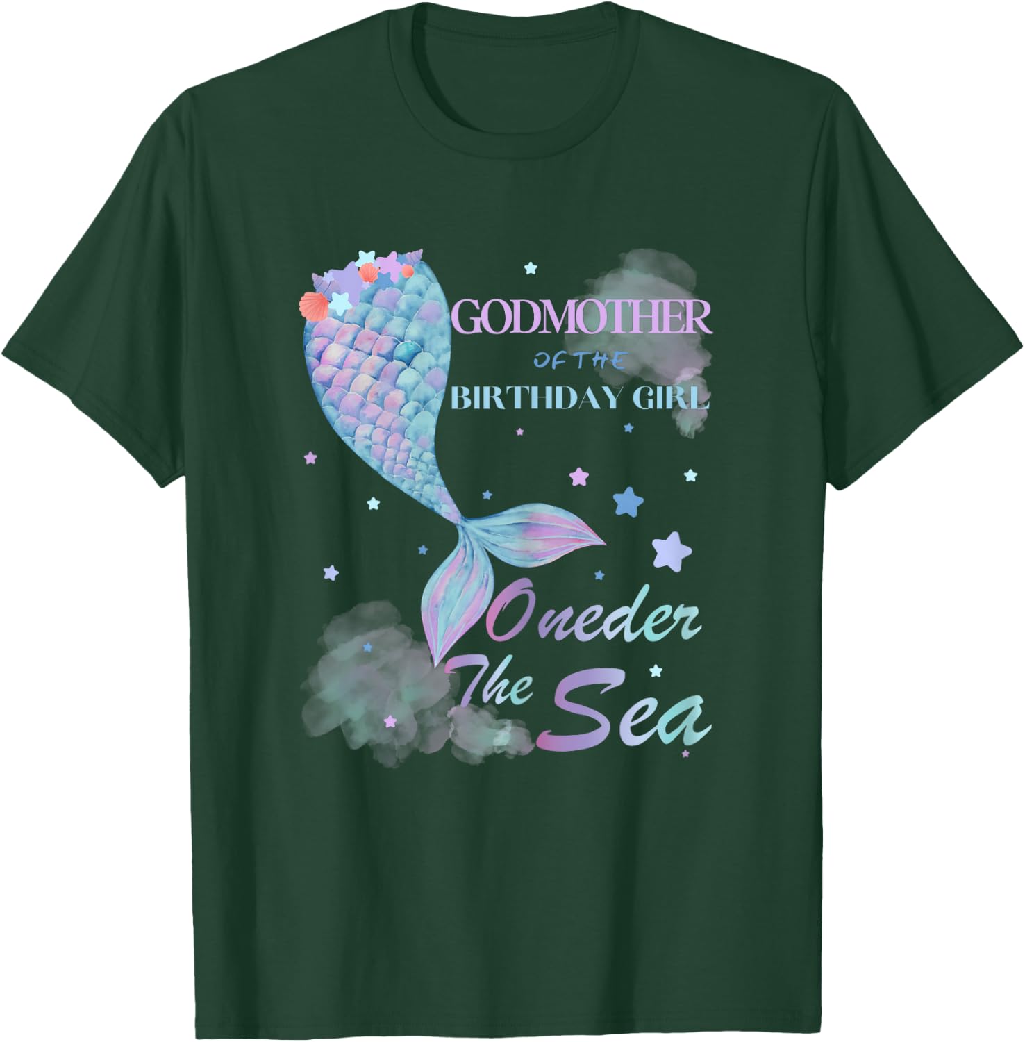 Godmother 1st Birthday Mermaid Oneder The Sea Matching T-Shirt - T-Shirt | Forest