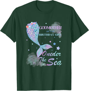 Godmother 1st Birthday Mermaid Oneder The Sea Matching T-Shirt - T-Shirt | Forest