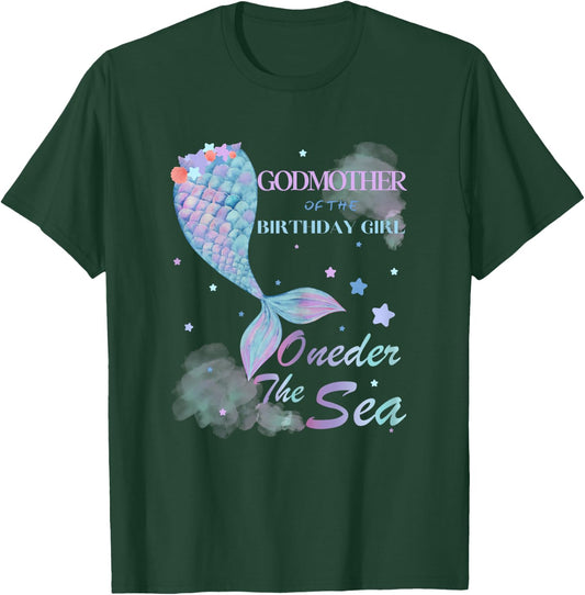 Godmother 1st Birthday Mermaid Oneder The Sea Matching T-Shirt - T-Shirt | Forest