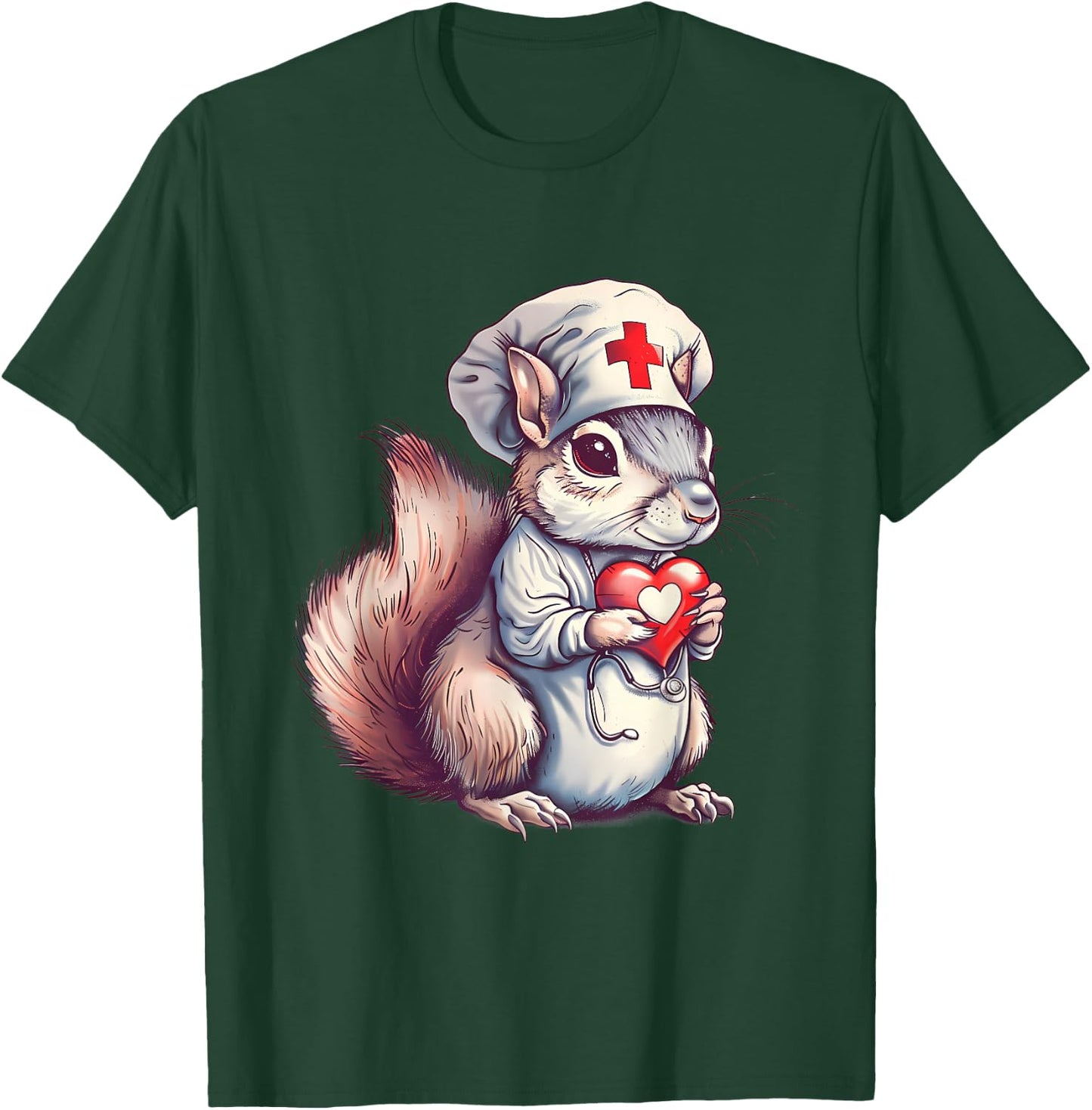 Nurse Squirrel Nursing Squirrel Lover Nurse Appreciation T-Shirt - T-Shirt | Forest