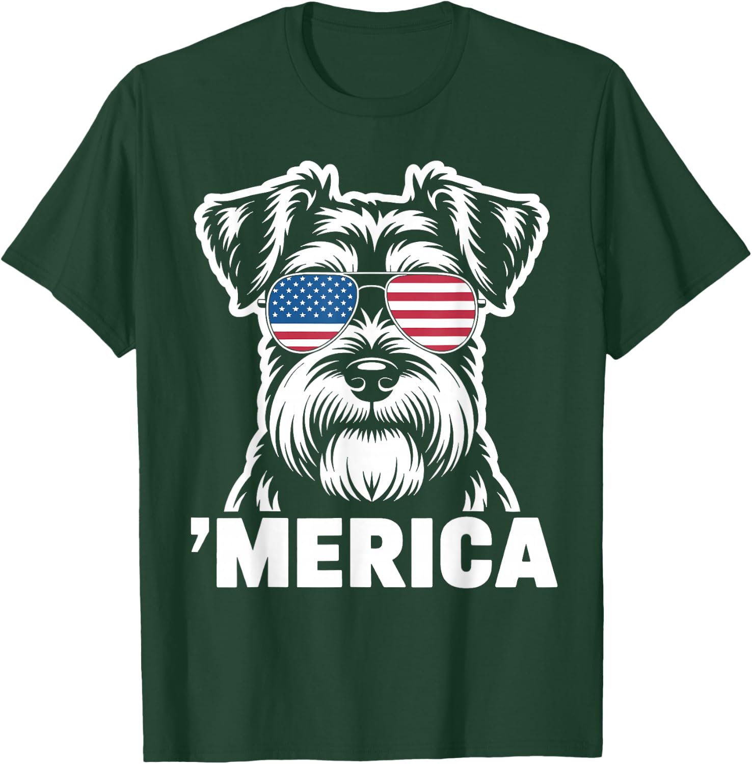 Patriotic USA American Flag 4th of July Schnauzer T-Shirt - T-Shirt | Forest