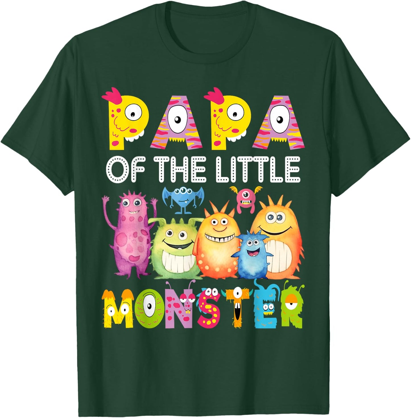 Papa Of The Little Monster 1St Birthday Boy Party T-Shirt - T-Shirt | Forest