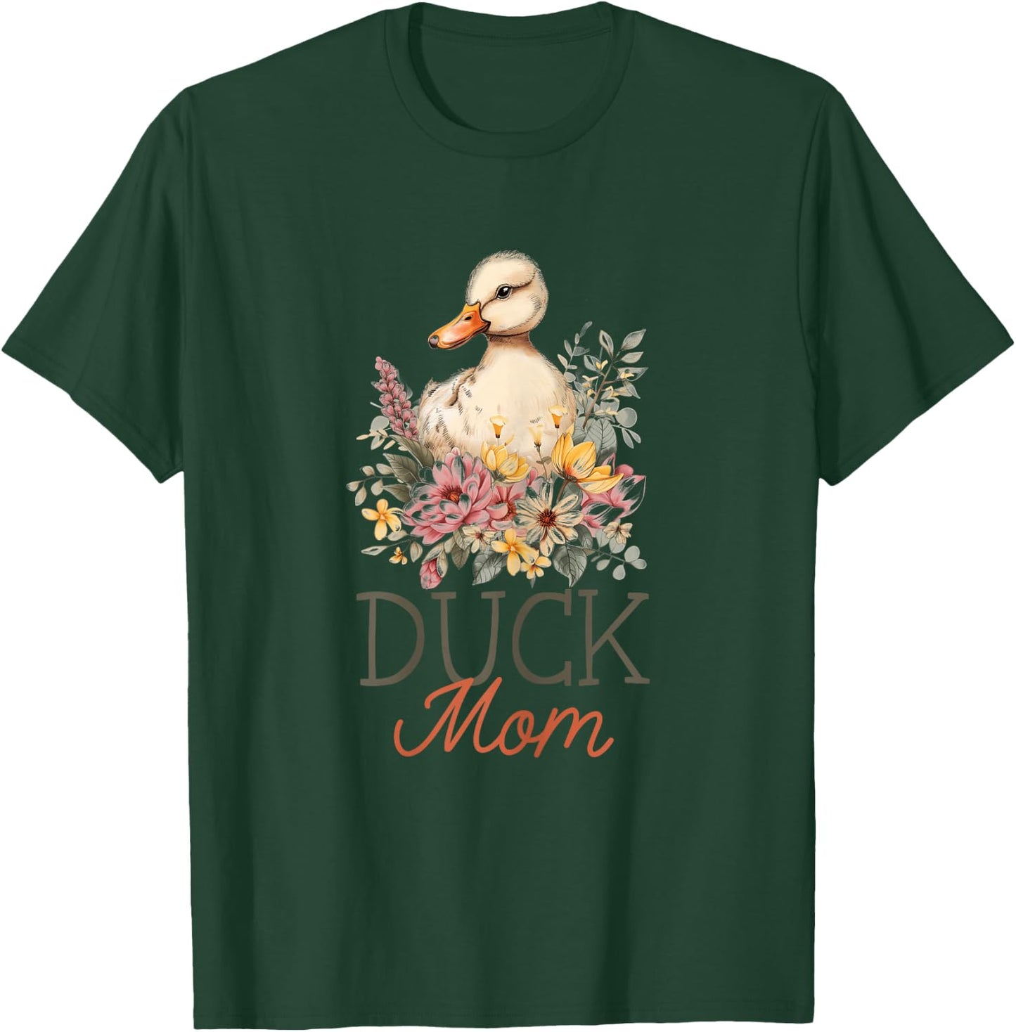Duck Mom Vintage Flowers Floral Duck Lover T-Shirt - T-Shirt | Forest