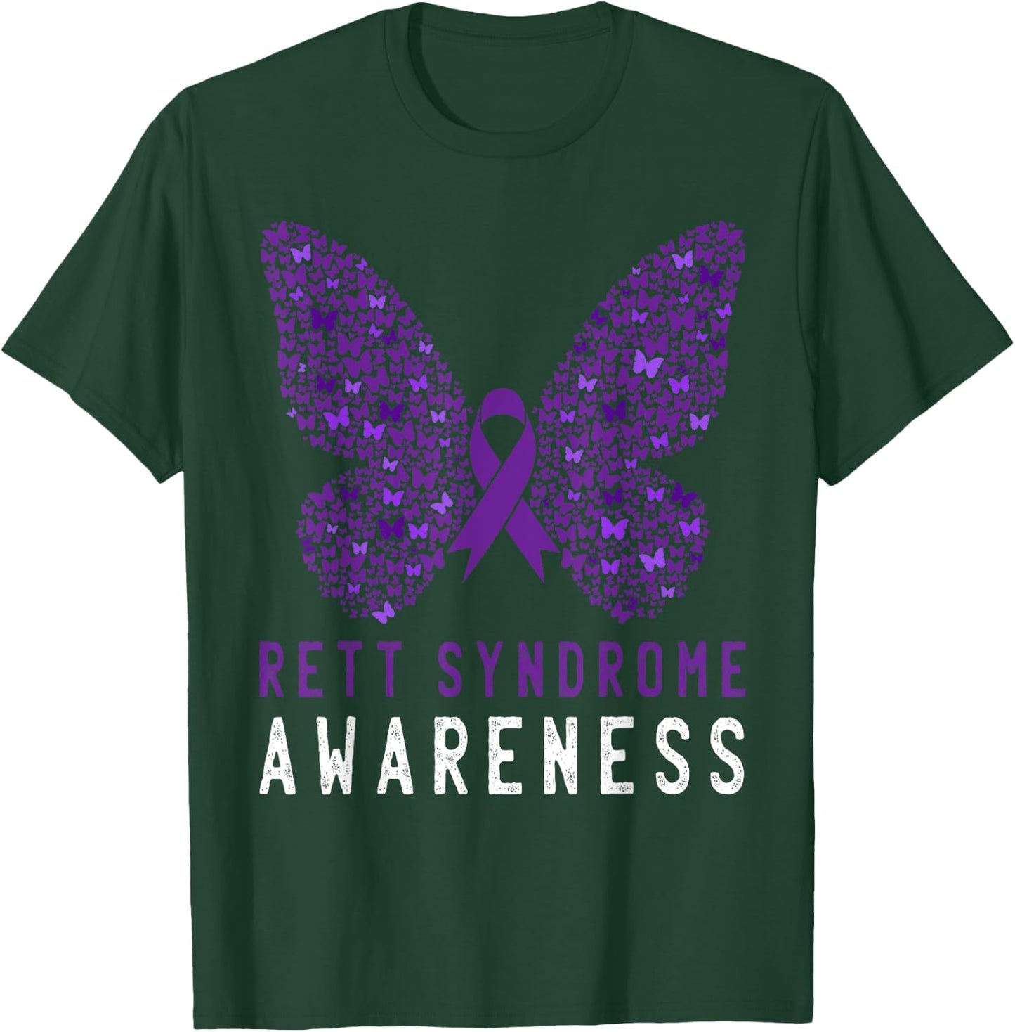 Rett Syndrome Awareness Butterfly Purple Ribbon Support T-Shirt - T-Shirt | Forest