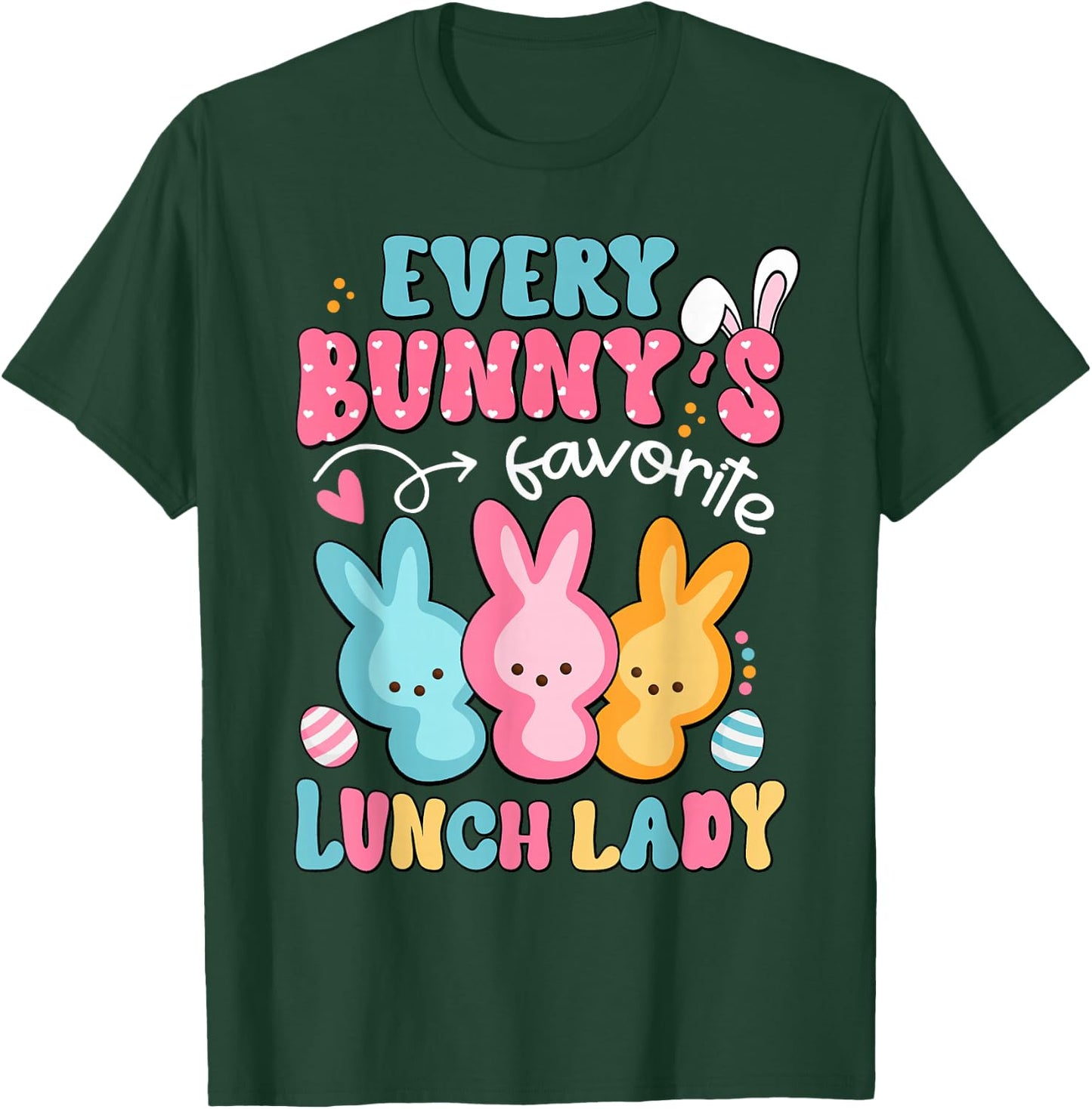 Funny Lunch Lady Easter Happy Easter Day Cafeteria Bunny T-Shirt - T-Shirt | Forest