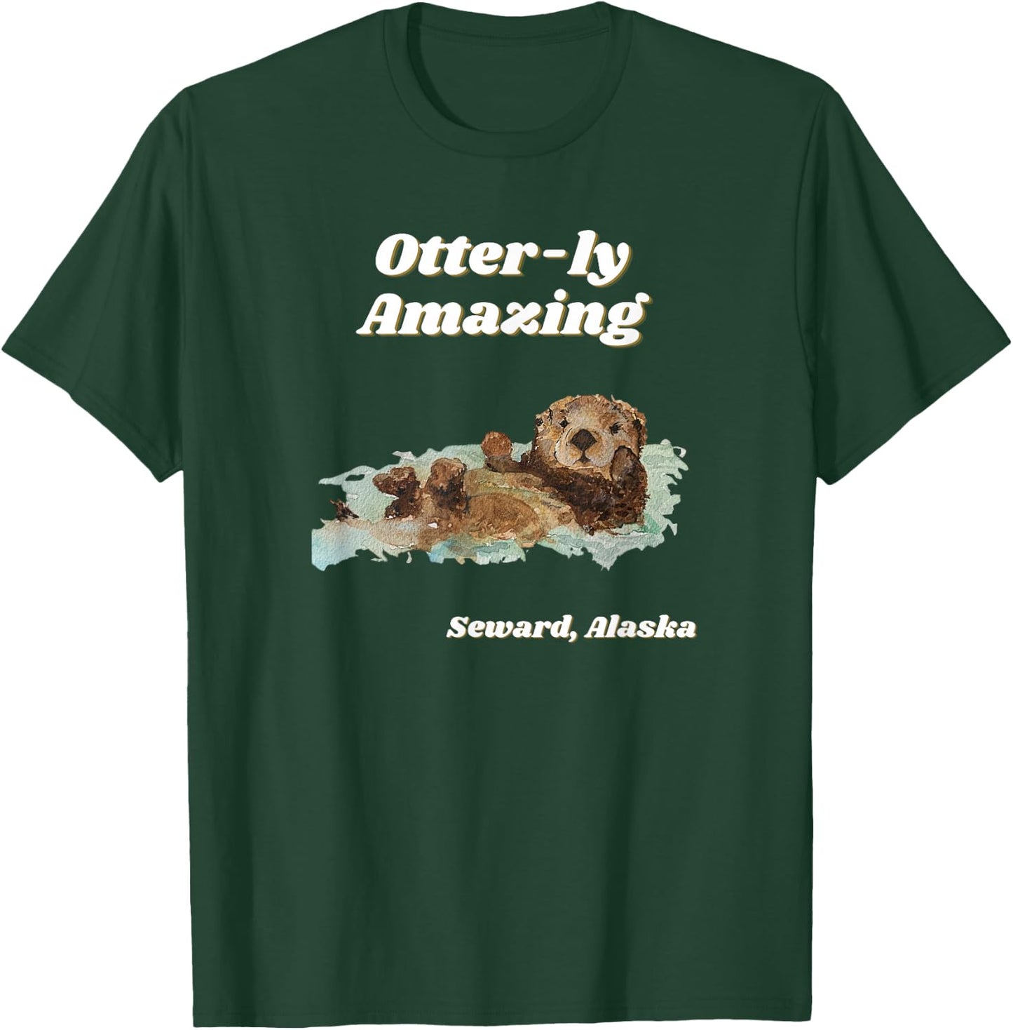 Otter-ly Amazing Seward, Alaska Playful Otter Graphic T-Shirt - T-Shirt | Forest