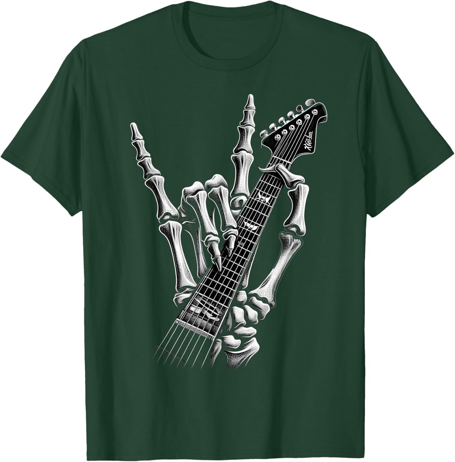 Rock On Skeleton Hand Graphic For A Cool Performer , Black, S T-Shirt - T-Shirt | Forest