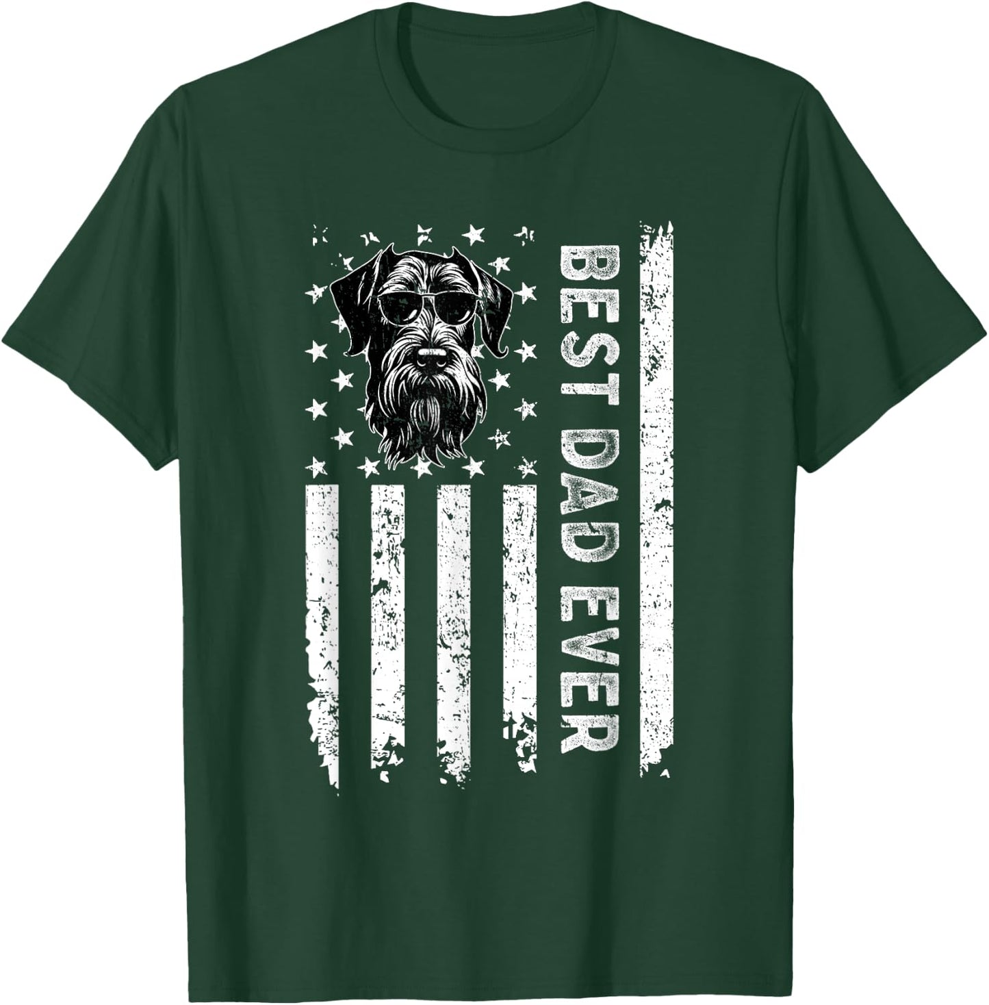 Best Giant Schnauzer Dog Dad Ever Fathers Day USA Flag T-Shirt - T-Shirt | Forest
