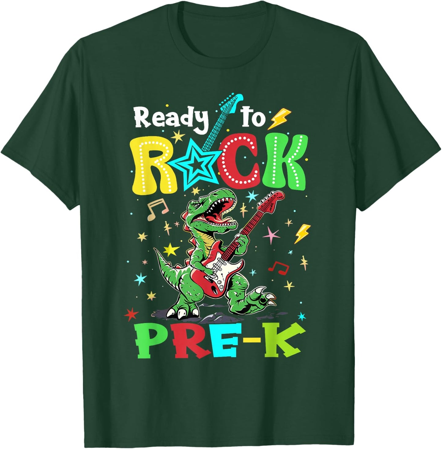 Ready To Rock Pre K Dinosaur 1st Day Of Prek School Boys T-Shirt - T-Shirt | Forest