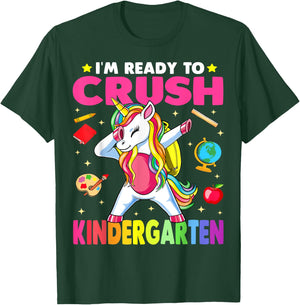 Crush Kindergarten Dabbing Unicorn Back to School Girls Gift T-Shirt - T-Shirt | Forest
