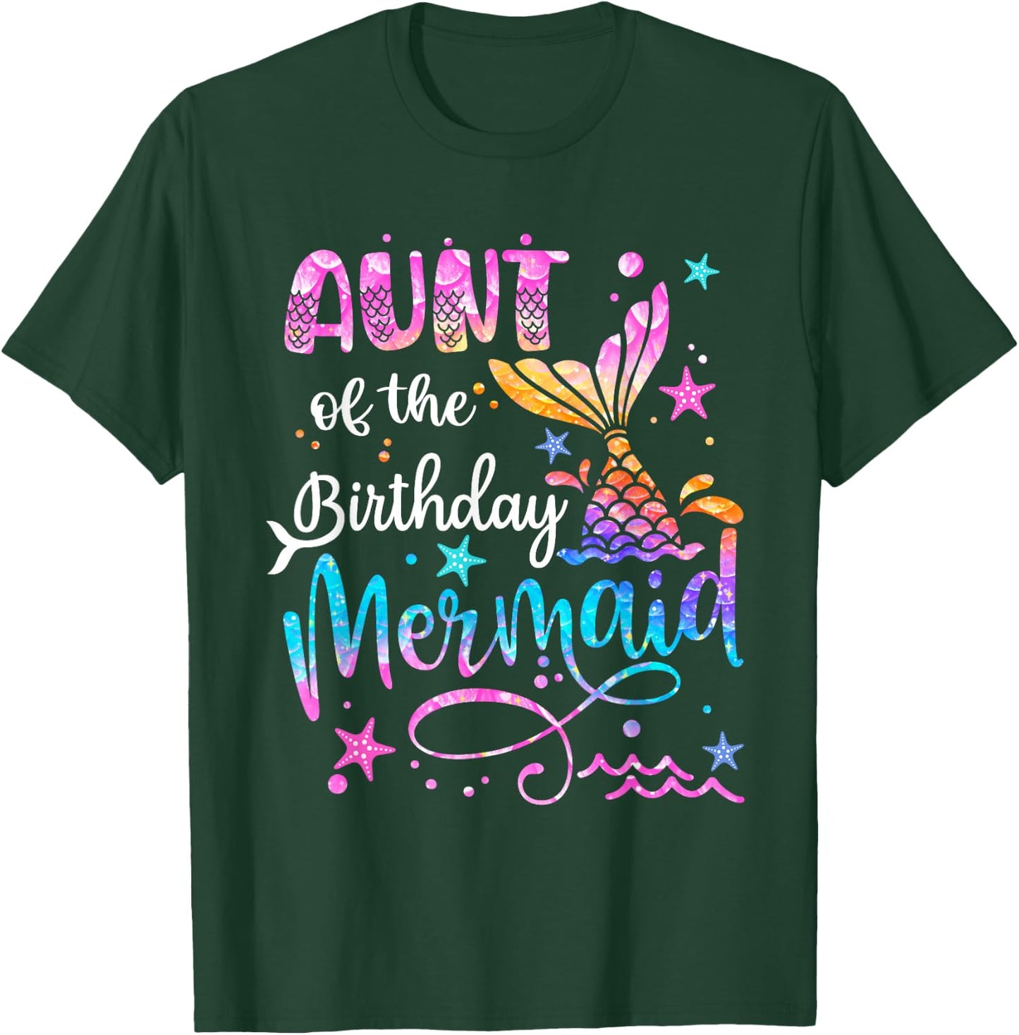 Aunt Of The Birthday Mermaid Matching Family 1st Birthday T-Shirt - T-Shirt | Forest