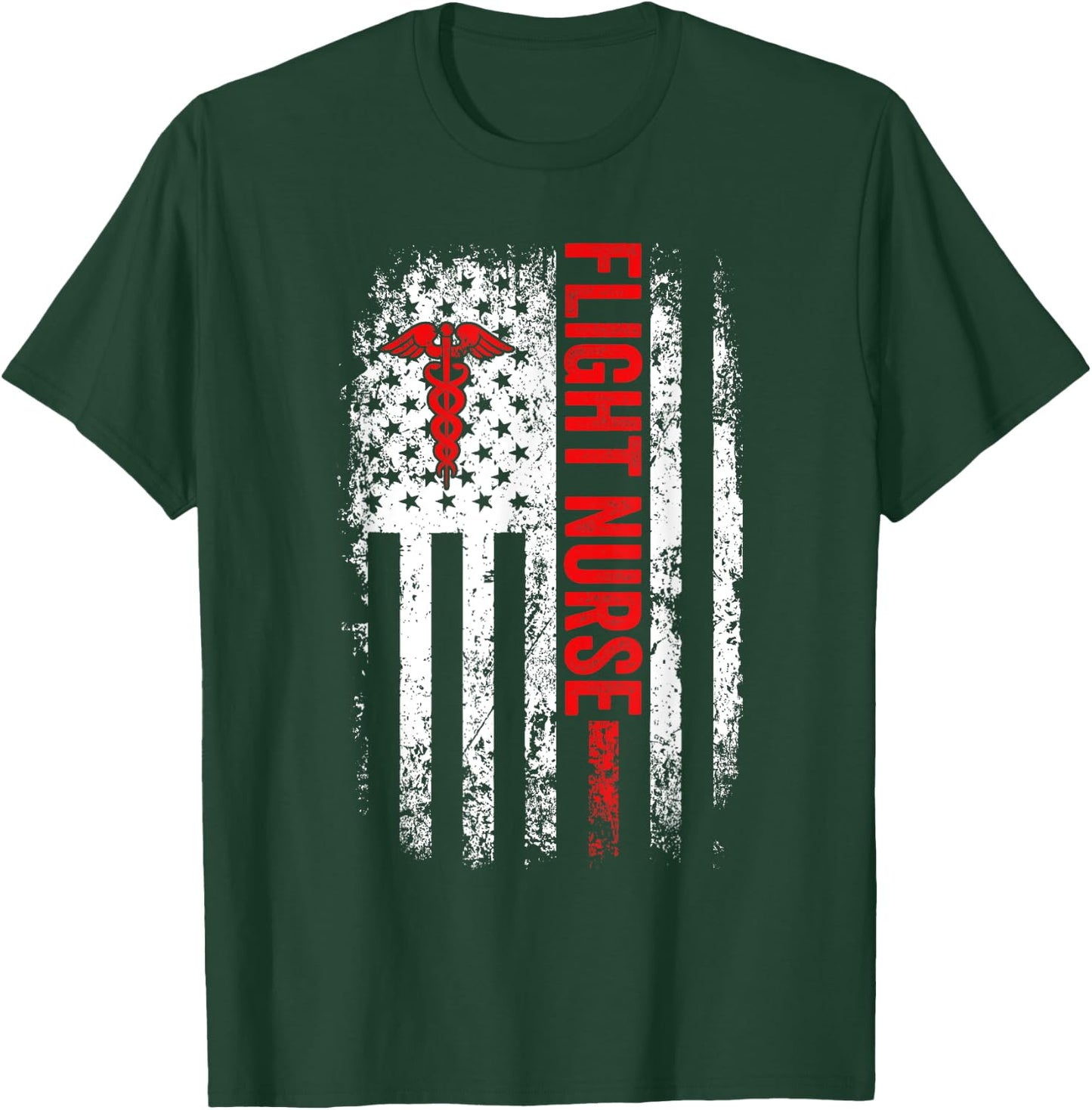 US American Flag Flight Nurse Funny Nursing Men T-Shirt - T-Shirt | Forest