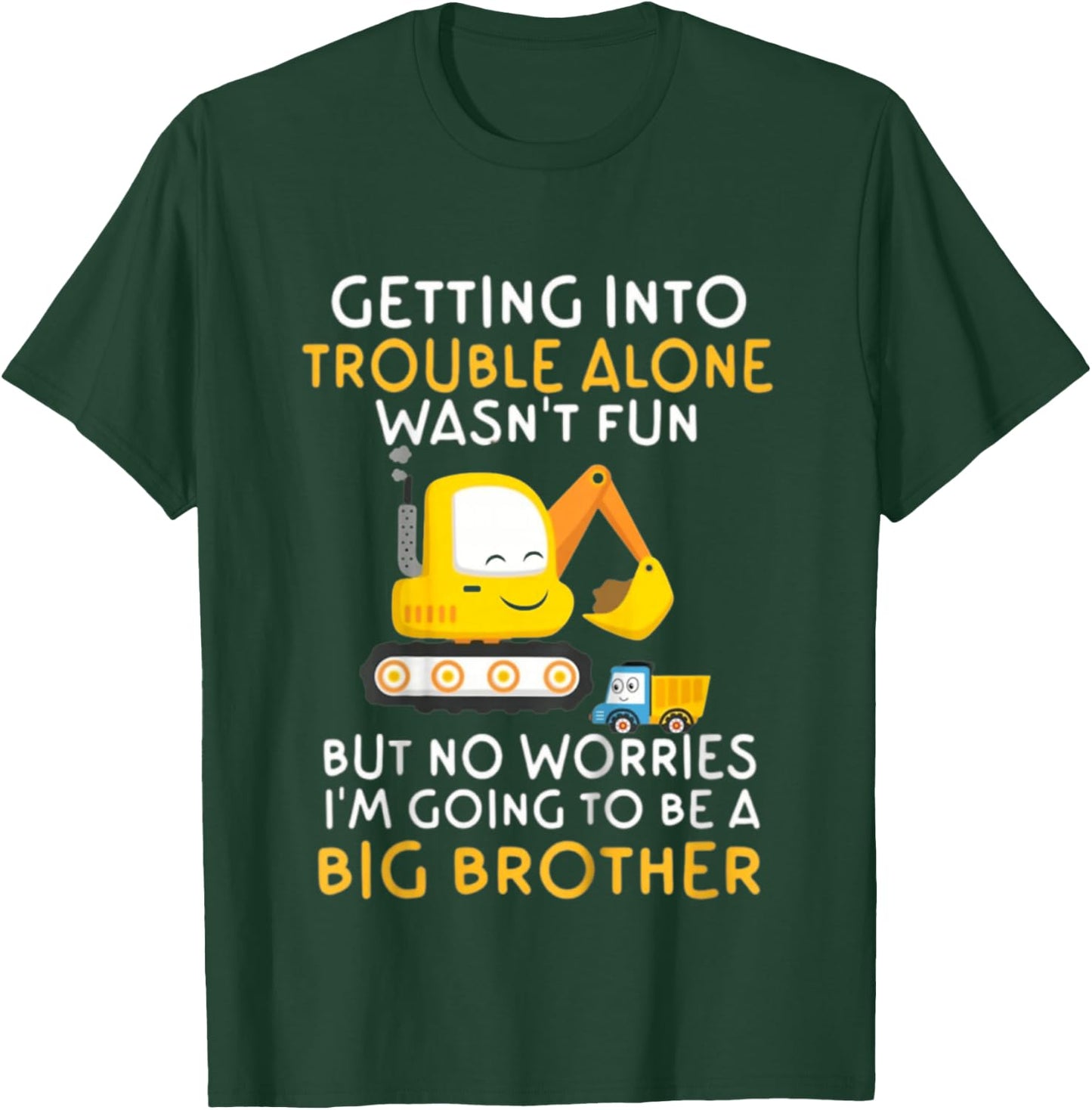 Kids Promoted to Big brother 2027 Construction Excavator Toddlers T-Shirt - T-Shirt | Forest
