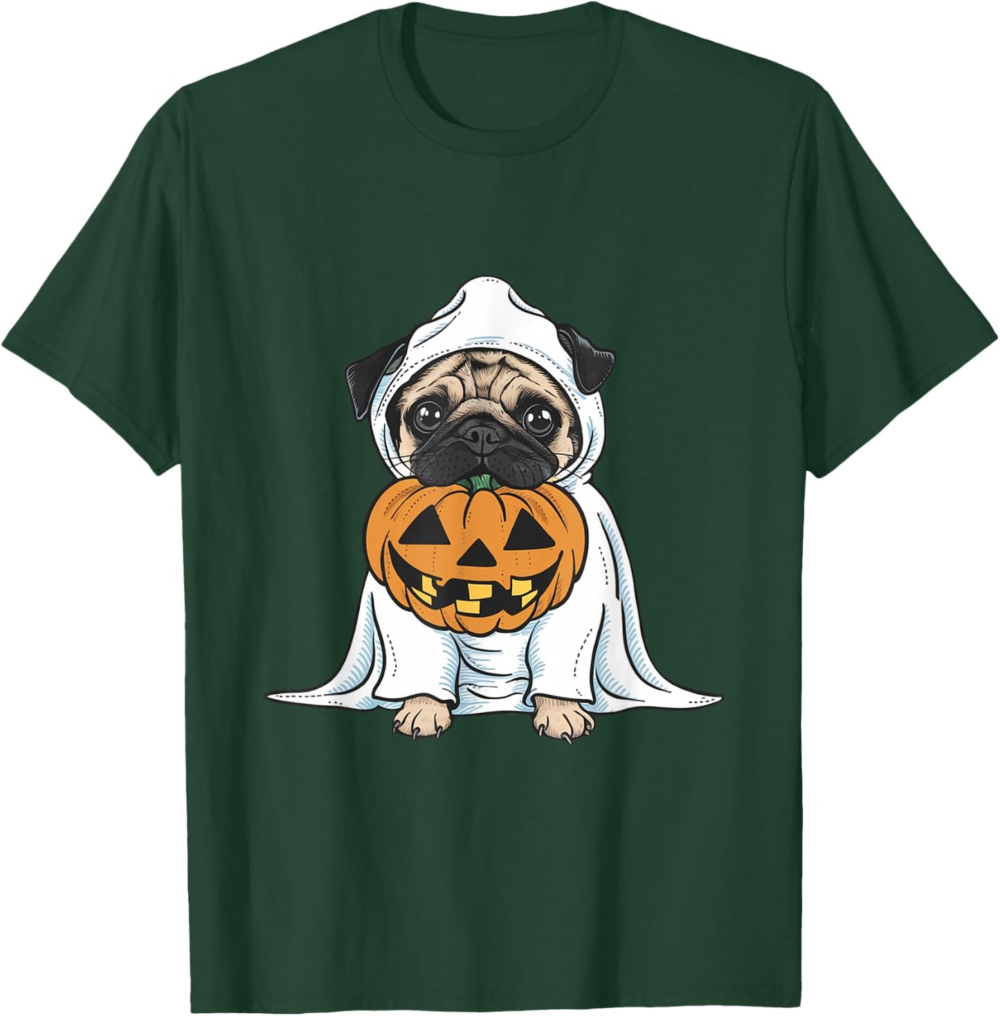 Pug Ghost Dog Halloween Women Kids T-Shirt - T-Shirt | Forest