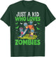 Halloween Zombie Enthusiast Just A Kid Who Loves Zombies T-Shirt - T-Shirt | Forest