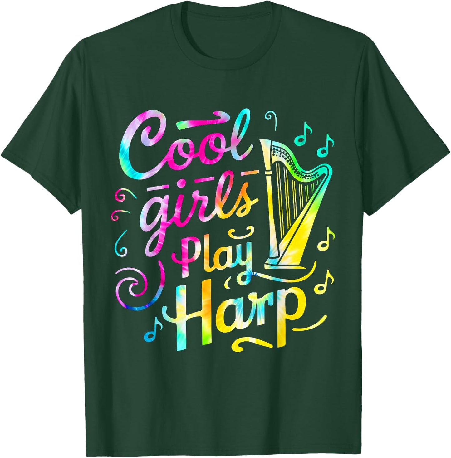 Cool Girls Play Harp , Black, S T-Shirt - T-Shirt | Forest