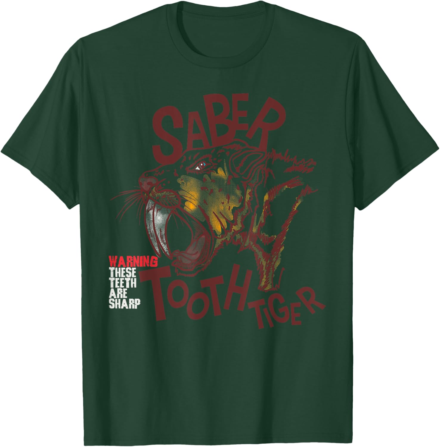 Saber-toothed tiger extinct predatory cat funny saying child Women Girls Kids T-Shirt - T-Shirt | Forest