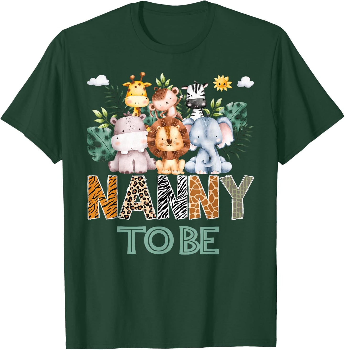 Soon To Be Nanny Jungle Animal Safari Gender Reveal T-Shirt - T-Shirt | Forest
