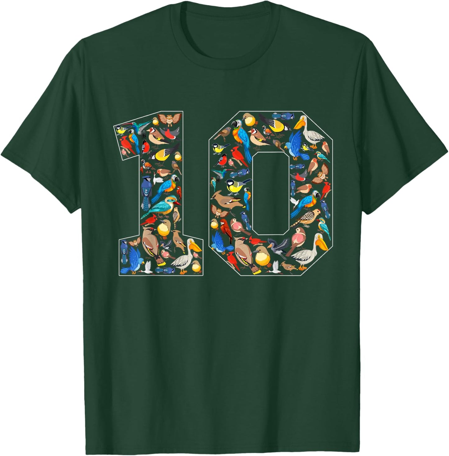 10th Birthday Birds Theme 10 Year Old Bird Lover Birthday T-Shirt - T-Shirt | Forest