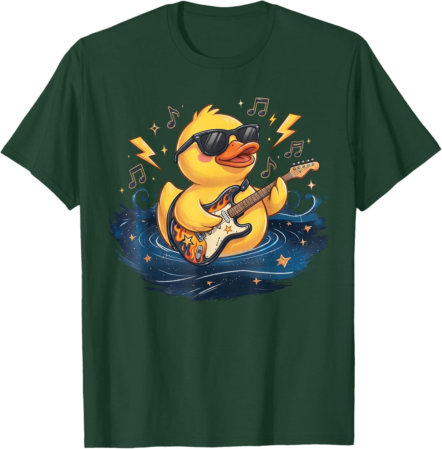 Duckie Sunglasses Duckling Funny Ducky Rubber Duck Guitar T-Shirt - T-Shirt | Forest