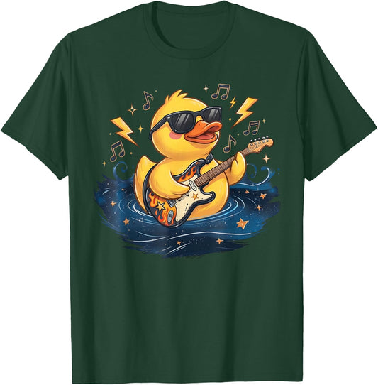 Duckie Sunglasses Duckling Funny Ducky Rubber Duck Guitar T-Shirt - T-Shirt | Forest