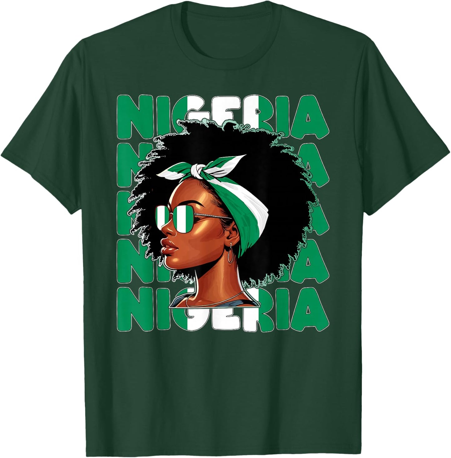 Drapeau Nigérian Fille Nigeria Fière Afro Naija Femme T-Shirt - T-Shirt | Forest