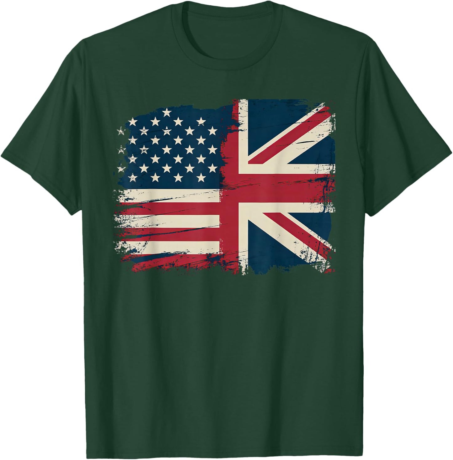 Vintage Half American Half British Flag Great Britain Usa T-Shirt - T-Shirt | Forest