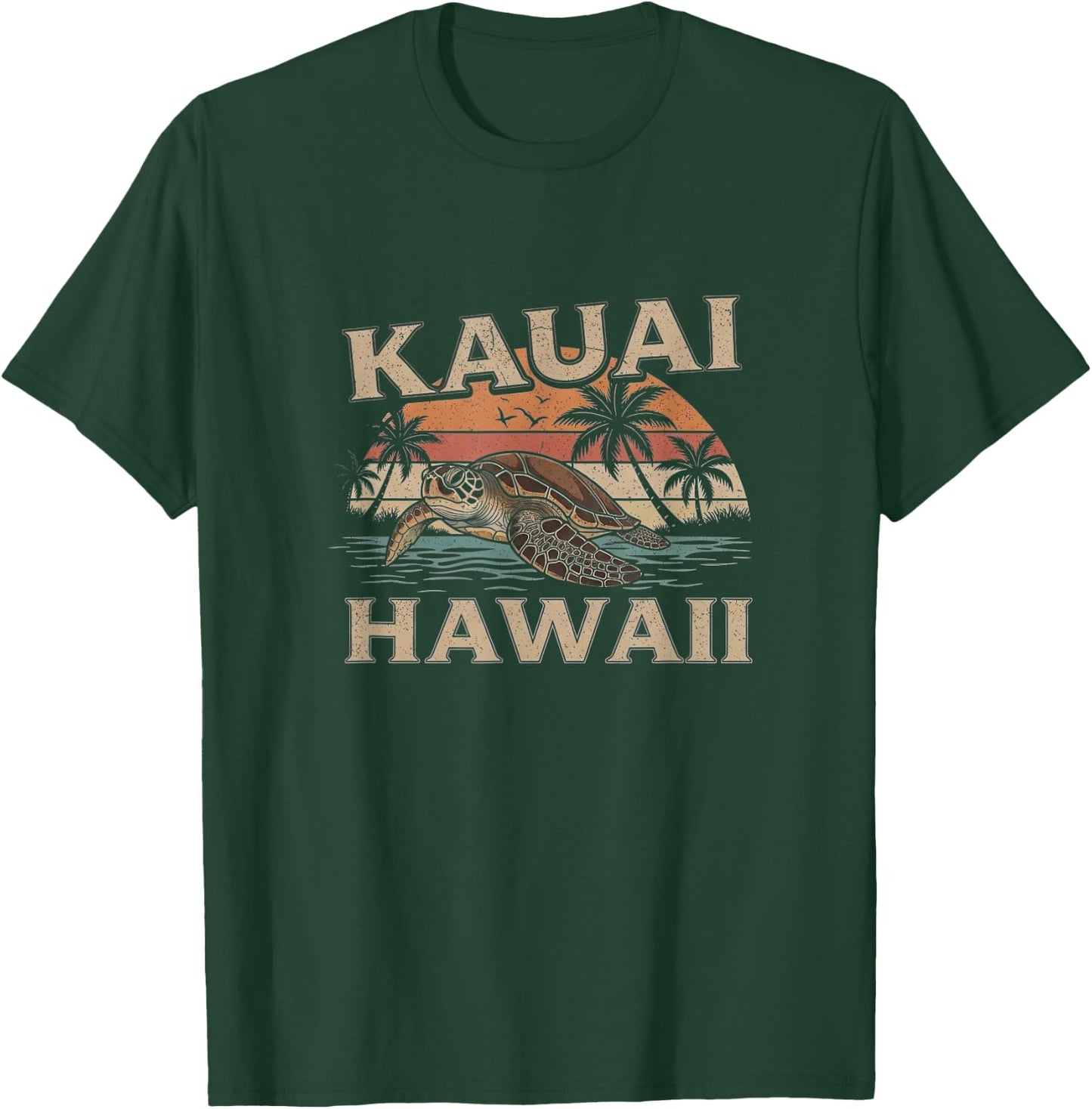 Retro Kauai Hawaii Art Hawaiian Design T-Shirt - T-Shirt | Forest
