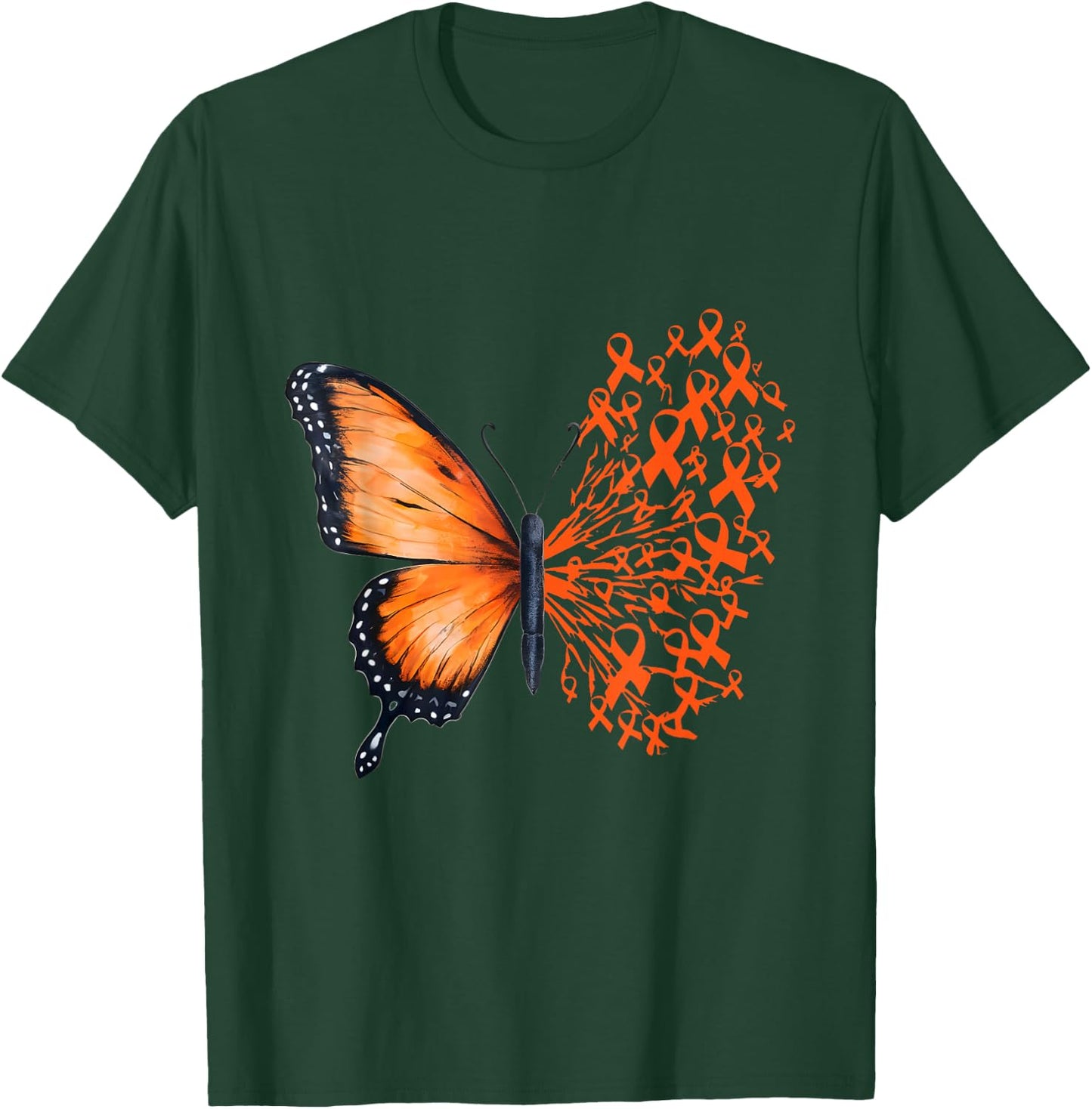 Leukemia Awareness Butterfly Orange Ribbon T-Shirt - T-Shirt | Forest