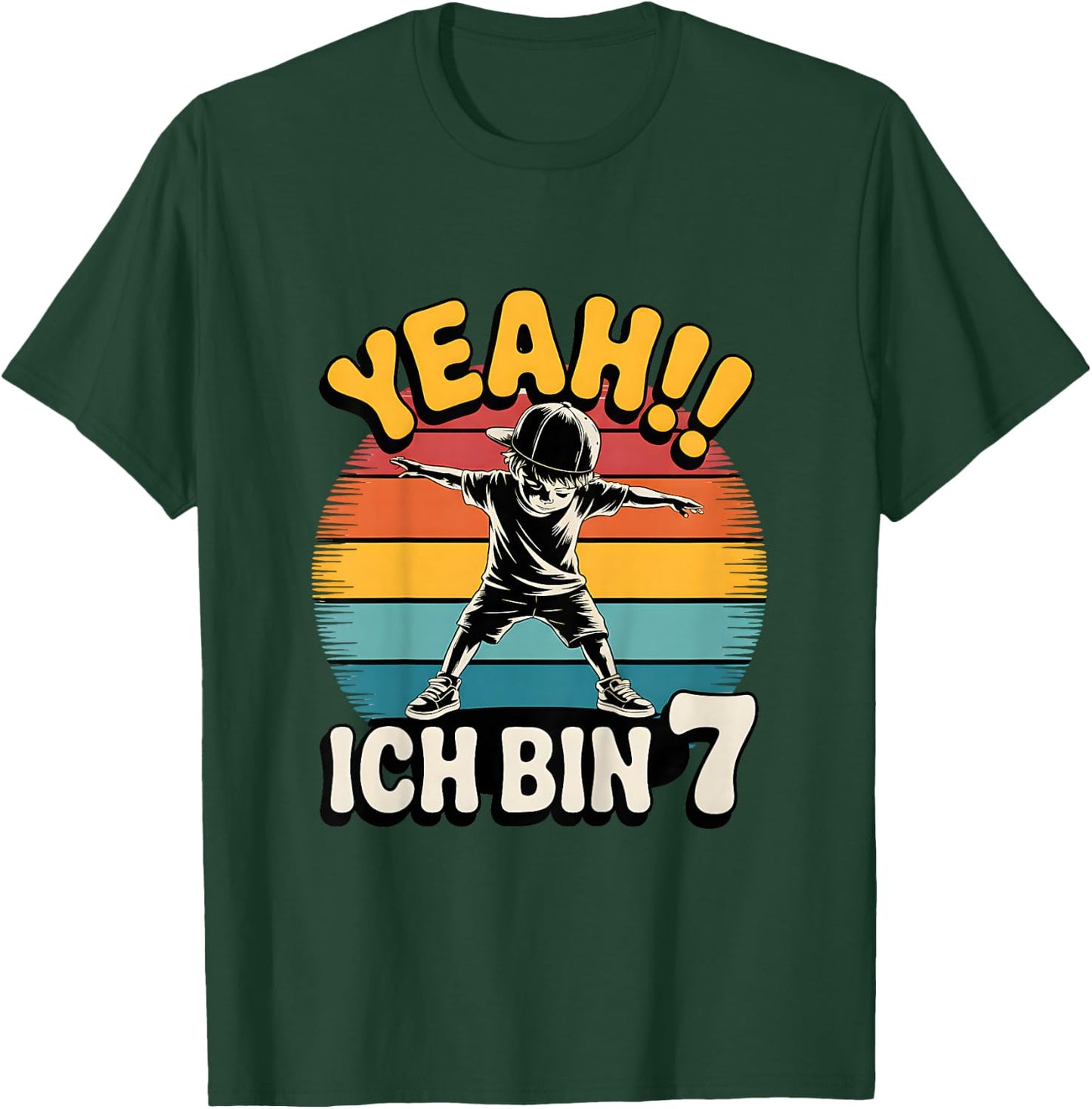 Kinder Yeah Ich Bin 7 Skater Geburtstag 7. Geburtstag Junge Retro T-Shirt - T-Shirt | Forest