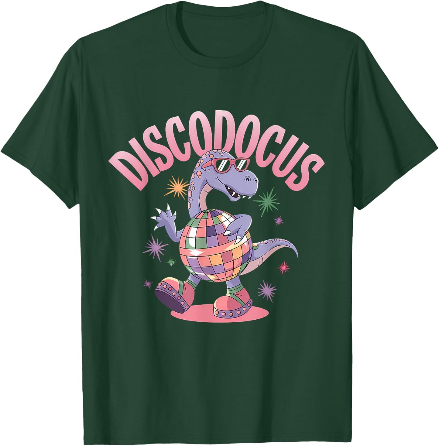 Disco Dancing Dinosaur Diplodocus Dino Funny 70s Disco T-Shirt - T-Shirt | Forest