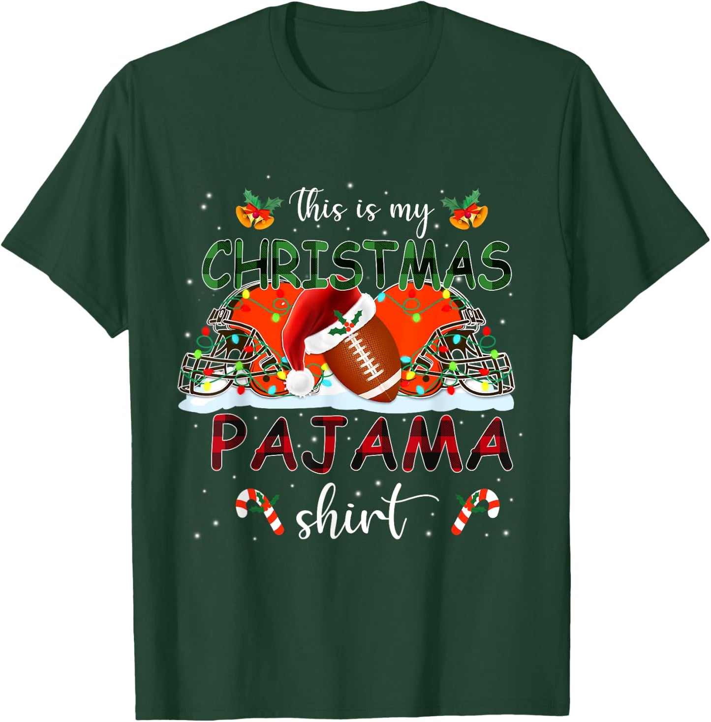 Pajama Football Browns This Is My Christmas Funny Gifts Xmas T-Shirt - T-Shirt | Forest