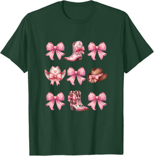 Coquette Pink Bow Cowgirl Boots and Hats T-Shirt - T-Shirt | Forest