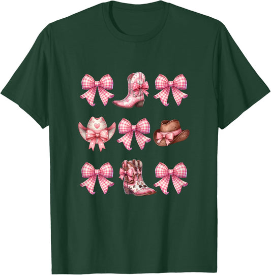 Coquette Pink Bow Cowgirl Boots and Hats T-Shirt - T-Shirt | Forest