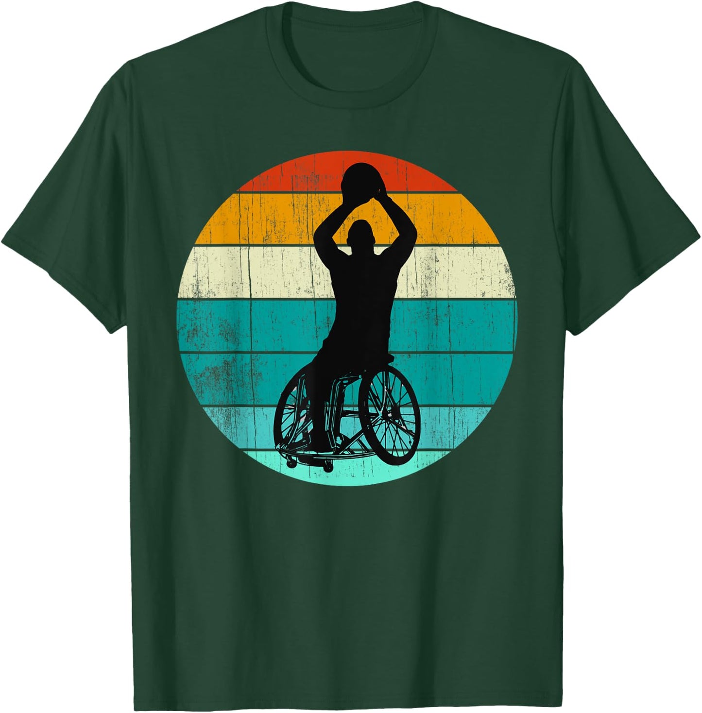 Rollstuhl Basketball Athlete: Retro Rollstuhl Basketball T-Shirt - T-Shirt | Forest