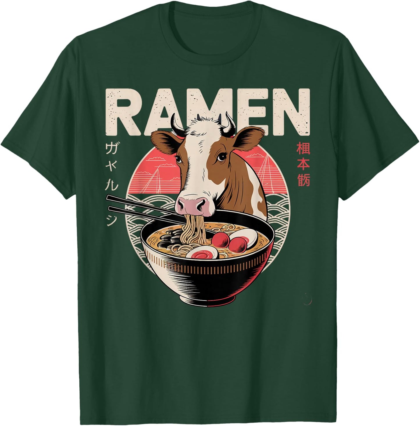 Anime Cow Manga Kawaii Otaku Neko Japanese Ramen Cow T-Shirt - T-Shirt | Forest