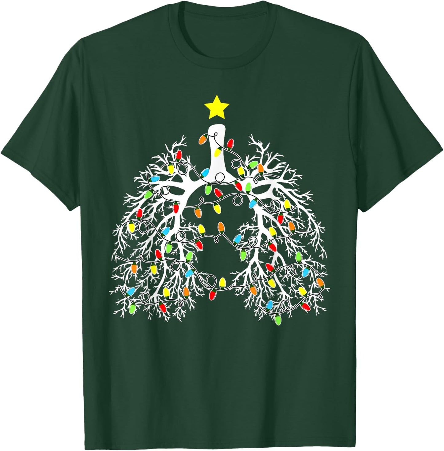 Respiratory Therapist Lung Christmas Lights RT Pulmonologist T-Shirt - T-Shirt | Forest
