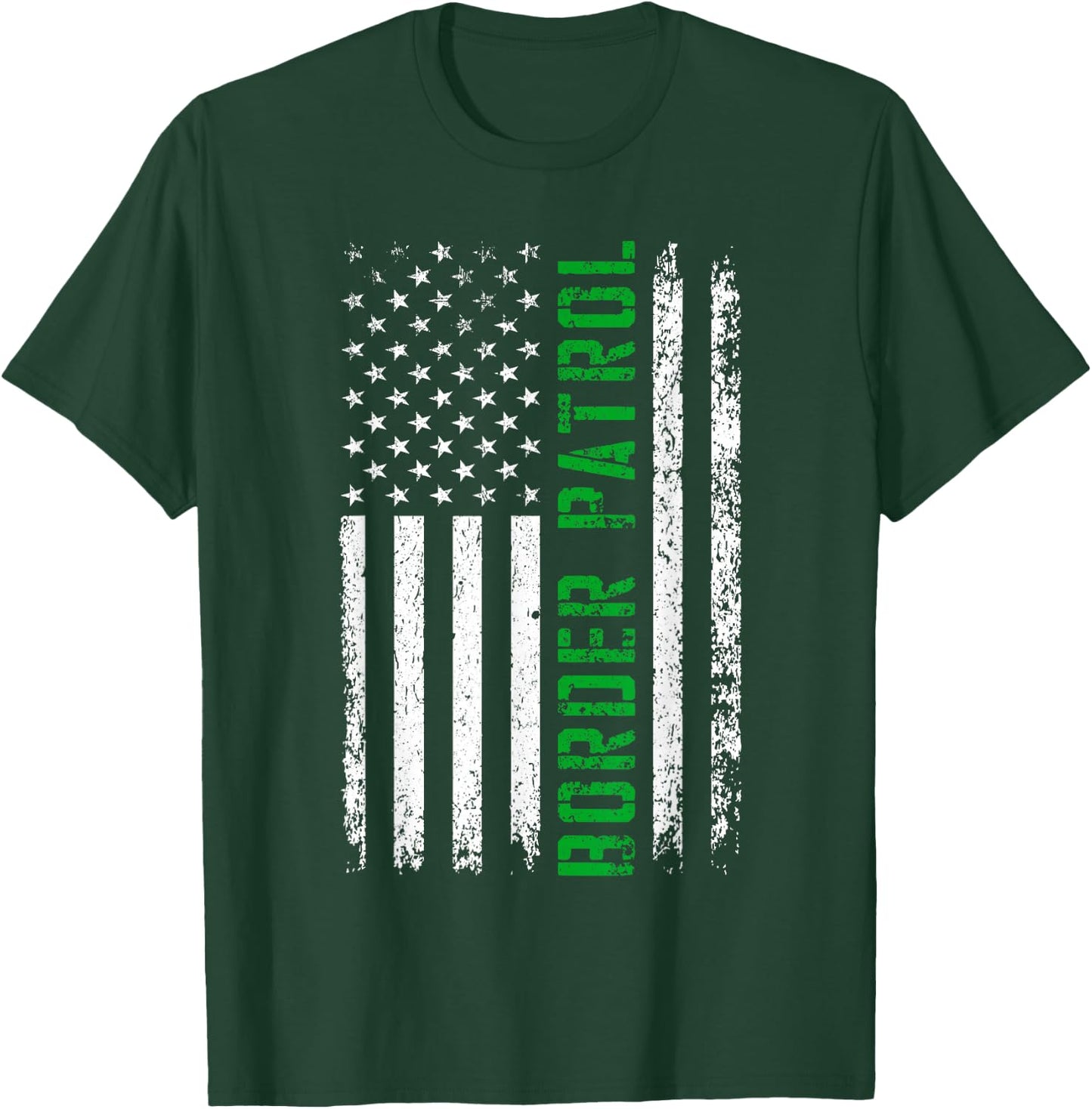 US Flag - Green Line - Border Patrol T-Shirt - T-Shirt | Forest