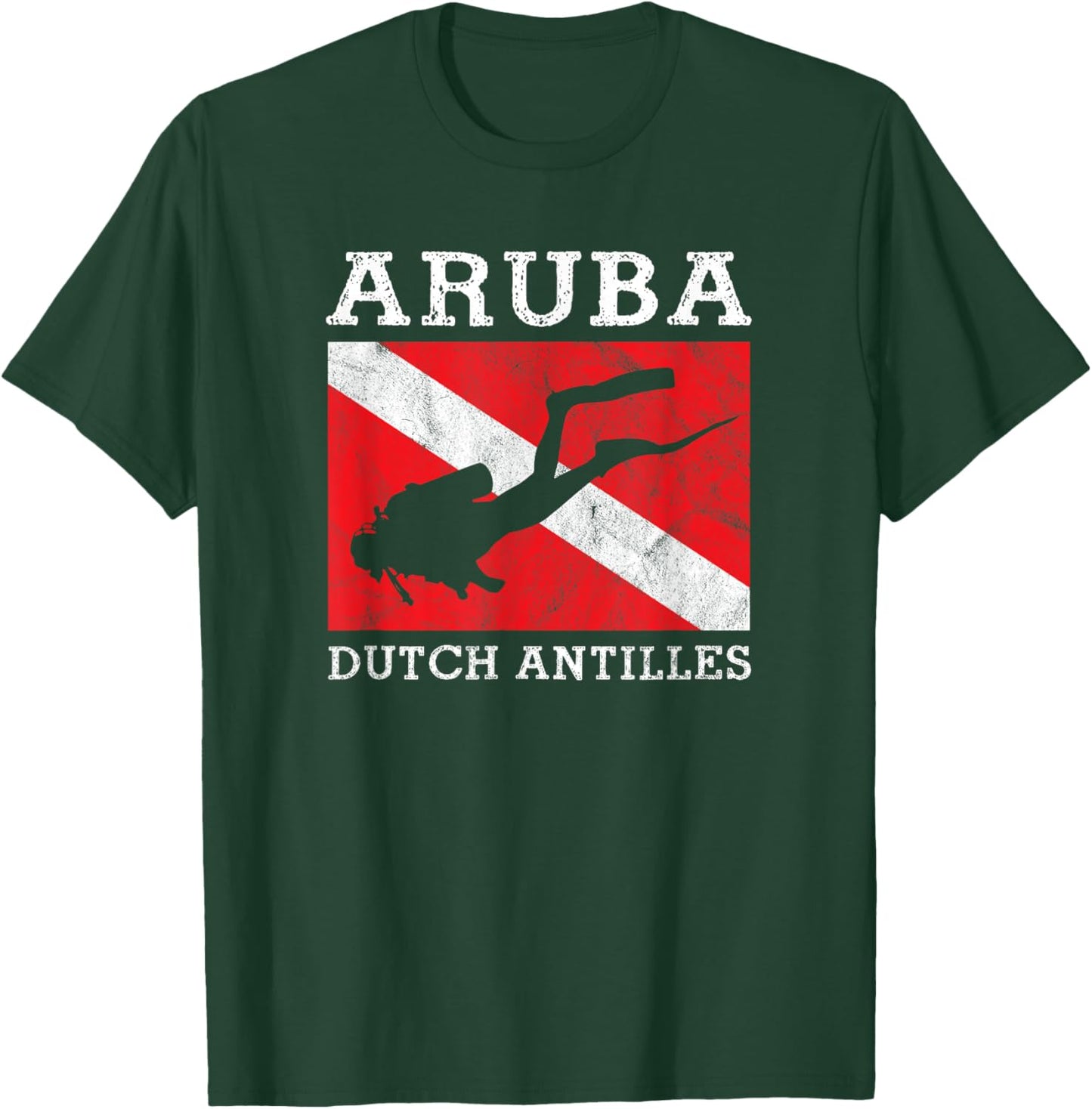 Vintage Aruba Scuba Dive Flag Holiday Souvenir T-Shirt - T-Shirt | Forest