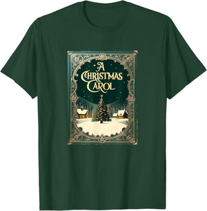 Famous X-Mas : A Christmas Carol by Charles Dickens - Adult Black Short Sleeve Classic - Holiday, Christmas, Storytelling, Readers, Families T-Shirt - T-Shirt | Forest