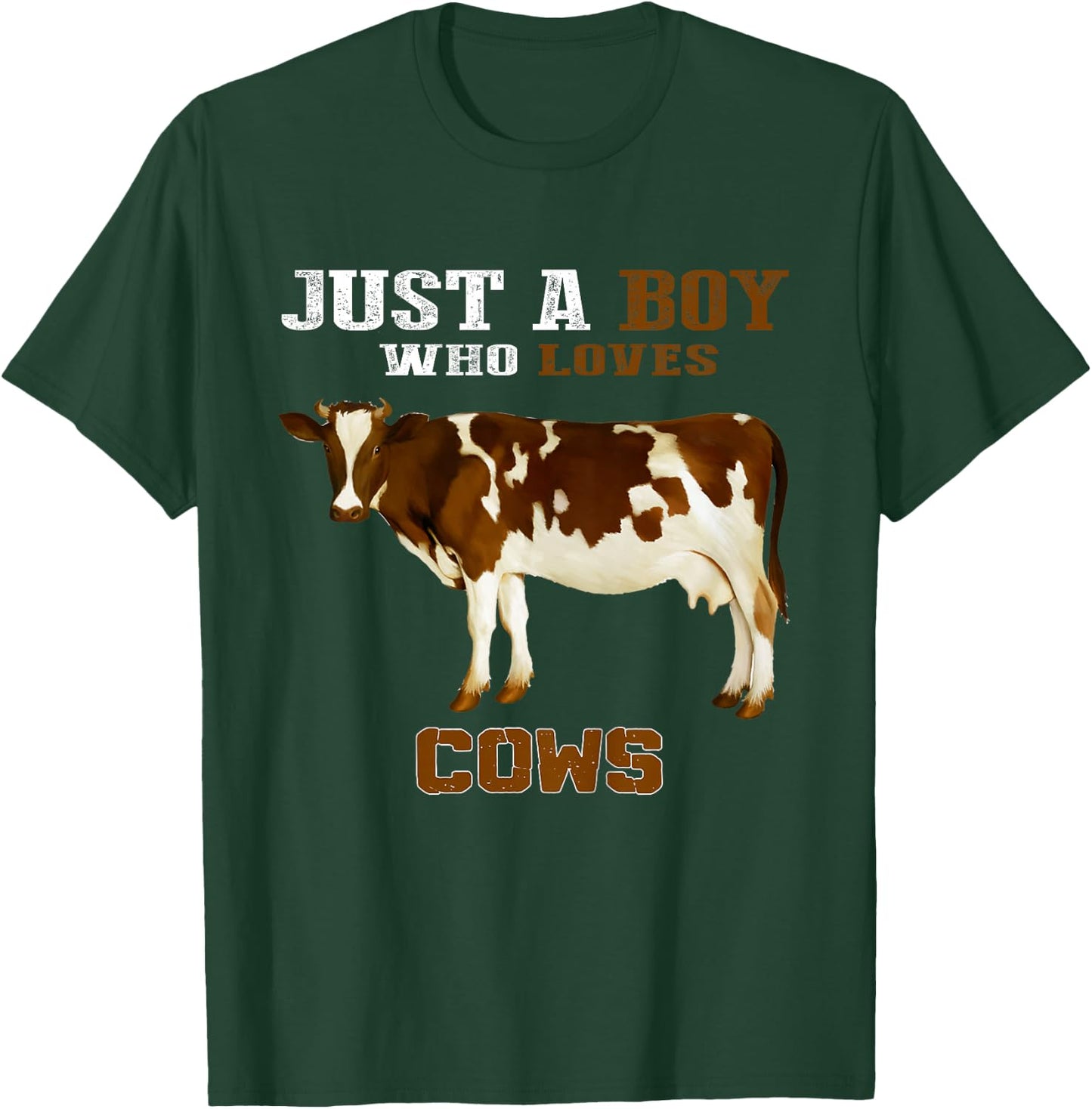 Kids Just A Boy Who Loves Cows Animal Farm T-Shirt - T-Shirt | Forest