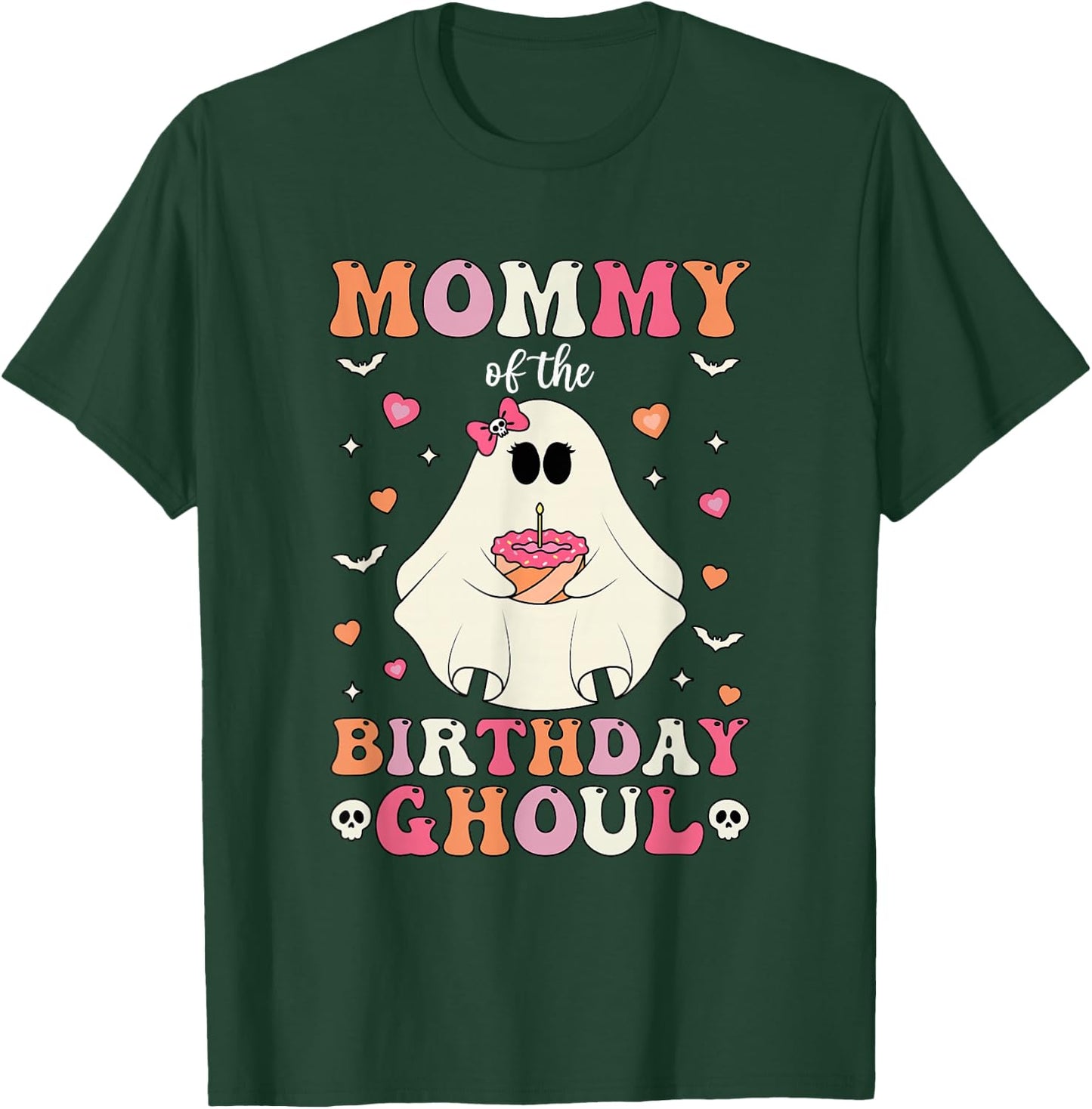 Mommy Of The Birthday Ghoul Groovy Halloween Ghost 2024 T-Shirt - T-Shirt | Forest