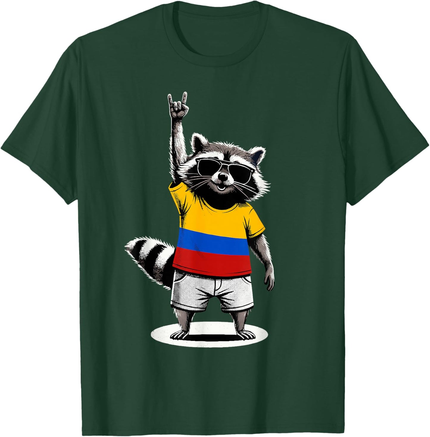 Colombian Flag Raccoon Funny Colombia T-Shirt - T-Shirt | Forest
