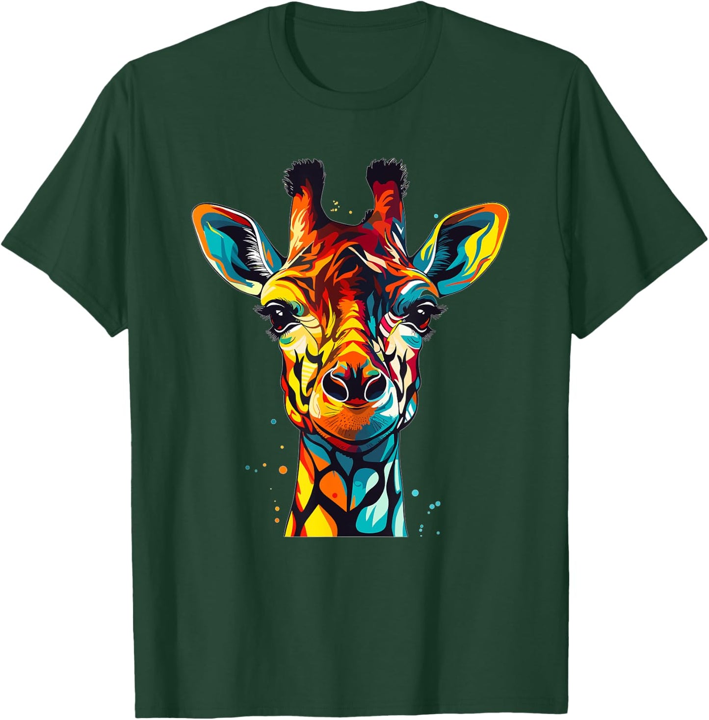 Colorful Giraffe , Small, Black T-Shirt - T-Shirt | Forest