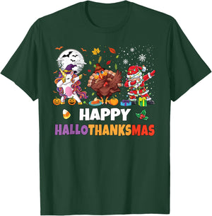Hallothanksmas Shirt Kids Women Men Halloween Christmas T-Shirt - T-Shirt | Forest