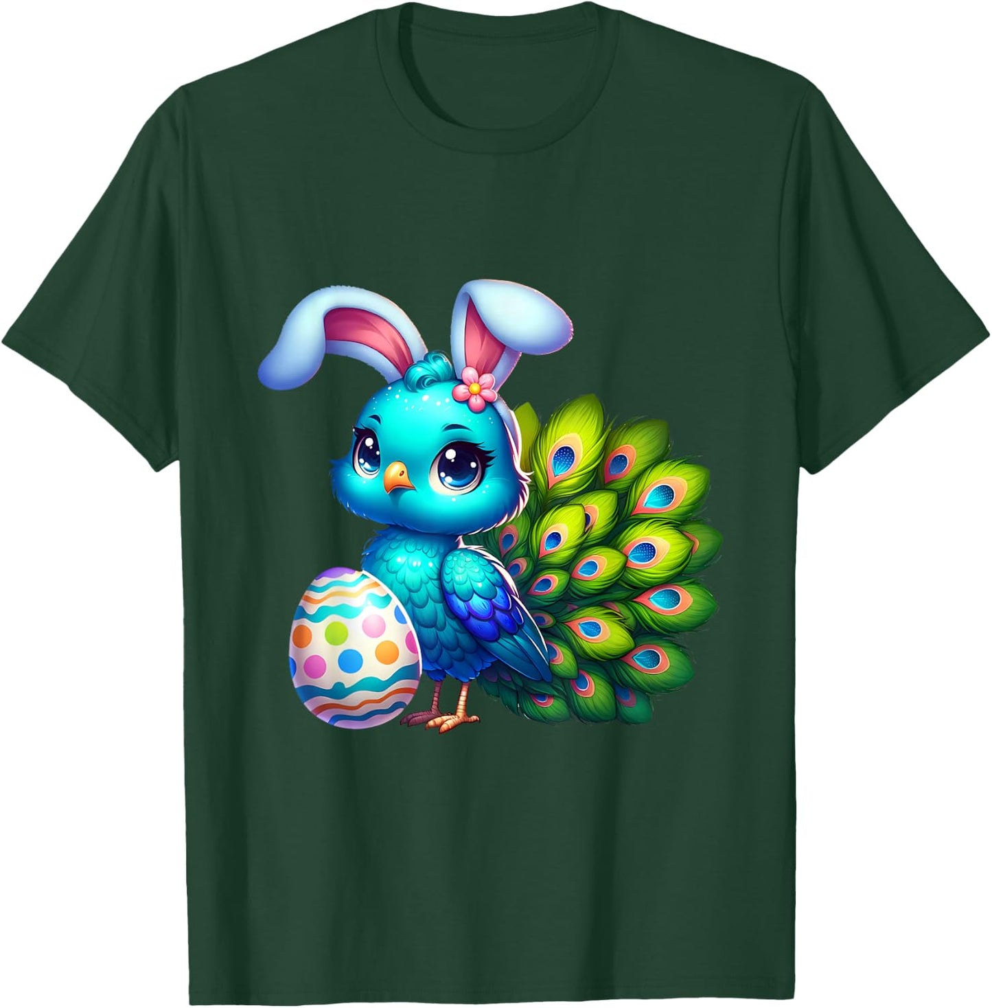 Funny Easter Peacock Lover Egg Eggs Bunny Rabbit Men Women T-Shirt - T-Shirt | Forest